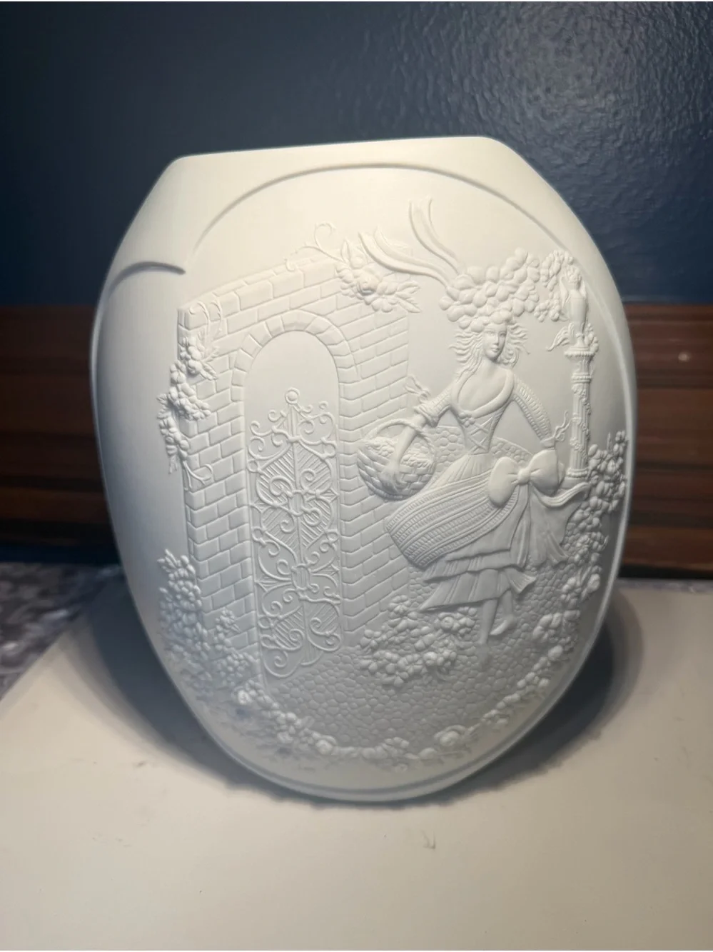 Vintage White Bisque Porcelain Vase by Kaiser Porzellan In Germany
